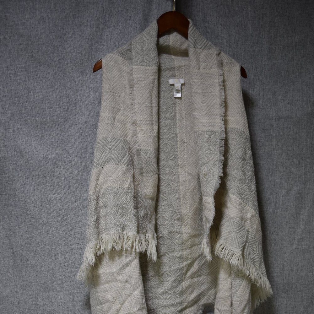 Cynthia Rowley Cream Textured Long Fringe Cardigan – Size M